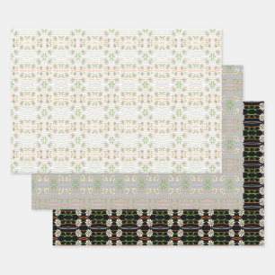 Hoja De Papel De Regalo Patronato De Flores De Arco Blanco Y Gris