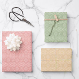 HOJA DE PAPEL DE REGALO PATRONES AMARILLOS VERDES DE DURAZNO INTRINCADOS