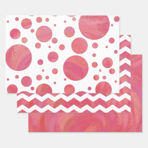 Hoja De Papel De Regalo Patrones coordinados de color rosa Salmón brillant