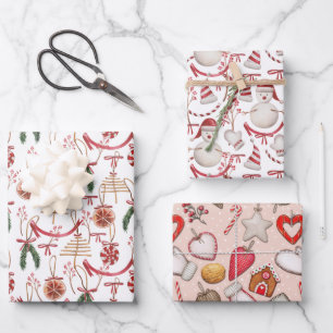Hoja De Papel De Regalo Patrones de acuarela de Navidades rusos