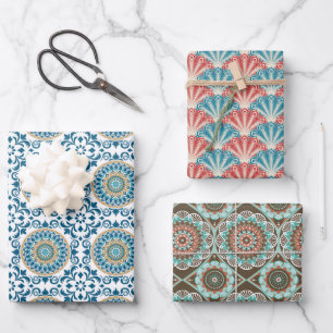 Hoja De Papel De Regalo Patrones de Azulejos Antiguos