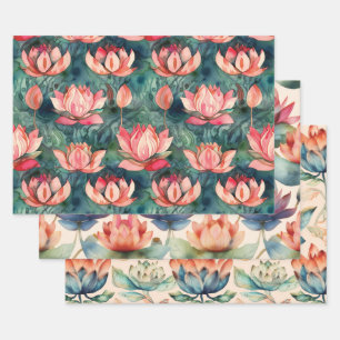 Hoja De Papel De Regalo Patrones de belleza de color agua