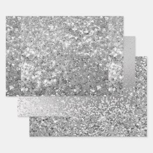 Hoja De Papel De Regalo Patrones de Brillo Plateado Brillante Glamurosos