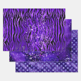 Hoja De Papel De Regalo Patrones de brillo purpura glamour