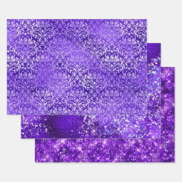 Hoja De Papel De Regalo Patrones de brillo purpura glamour