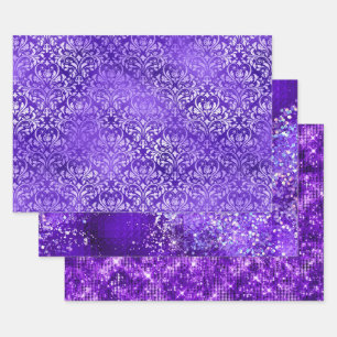 Hoja De Papel De Regalo Patrones de brillo purpura glamour