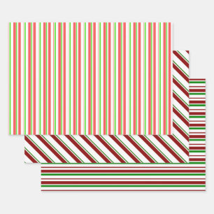 Hoja De Papel De Regalo Patrones de color rojo, blanco y verde al estilo d