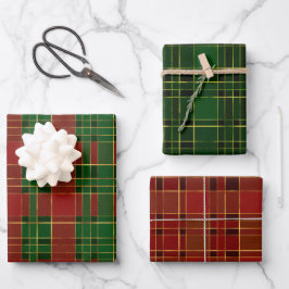 Hoja De Papel De Regalo Patrones de Cuadros Escoceses de Navidad de Invier