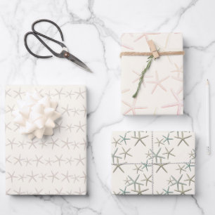 Hoja De Papel De Regalo Patrones de Estrellas de Mar en Ecru
