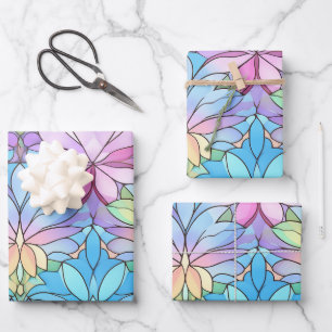 Hoja De Papel De Regalo Patrones de flor de la ventana de cristal con manc