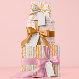 Hoja De Papel De Regalo Patrones de flores silvestres delicados de naranja