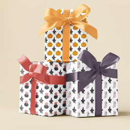 Hoja De Papel De Regalo Patrones de Gorras de brujas de gato negro de Hall