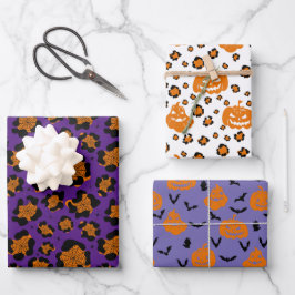 Hoja De Papel De Regalo Patrones de Halloween Scary Pumpkins Spider Web