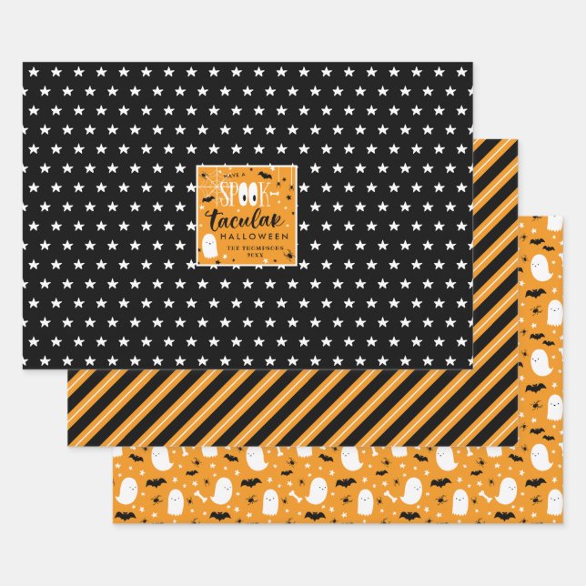Hoja De Papel De Regalo Patrones de Halloween Spooktaculares (Set)