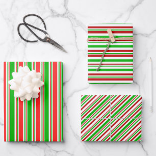 Hoja De Papel De Regalo Patrones de líneas temáticas de Navidades rojos, b