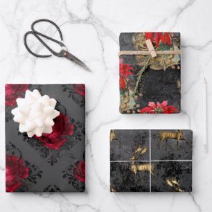 Hoja De Papel De Regalo Patrones de Navidades góticos florales