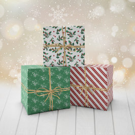 Hoja De Papel De Regalo Patrones de Navidades mixtos de Red Berry Twigs