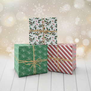 Hoja De Papel De Regalo Patrones de Navidades mixtos de Red Berry Twigs