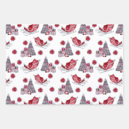 Hoja De Papel De Regalo Patrones de Navidades rojos y negros
