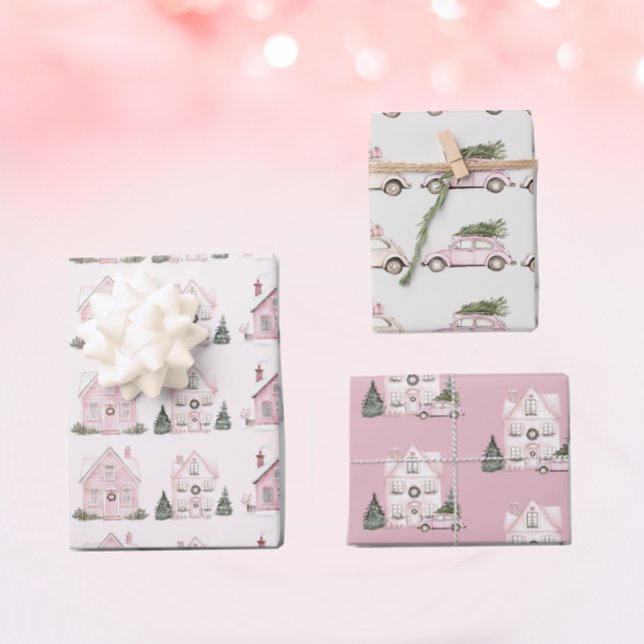 Hoja De Papel De Regalo Patrones de Navidades rosados de época (Subido por el creador)