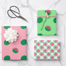 Hoja De Papel De Regalo Patrones de sandía en acuarela rosa y verde