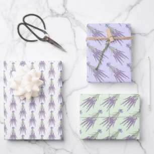 Hoja De Papel De Regalo Patrones de unión de flor de la hierba de lavanda