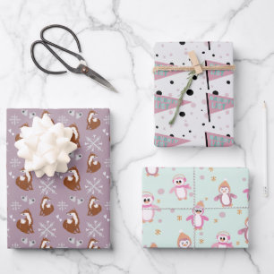 Hoja De Papel De Regalo Patrones de vacaciones divertidos surtidos