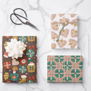 Hoja De Papel De Regalo Patrones de vacaciones escandinavos lindos