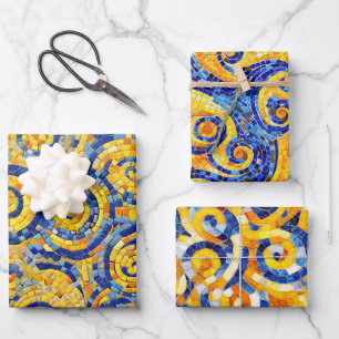 Hoja De Papel De Regalo Patrones de vidrio en mosaico de noche estrellada 