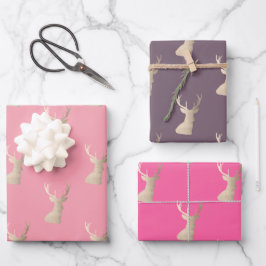 Hoja De Papel De Regalo Patrones elegantes de Navidades de oro de cobre