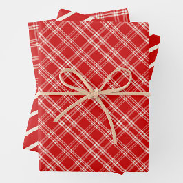 Hoja De Papel De Regalo Patrones Mezclados Únicos Rústicos Rojo y Crema On
