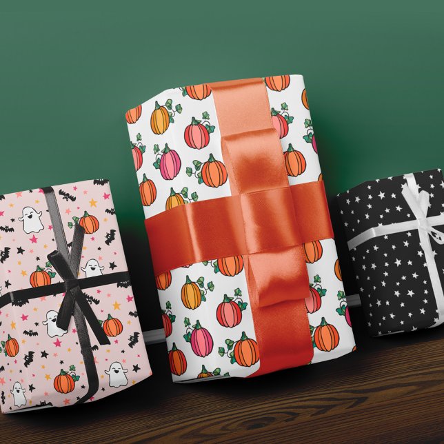 Hoja De Papel De Regalo Patrones mixtos de Rubor Ghosts Pumpkins Halloween (Subido por el creador)