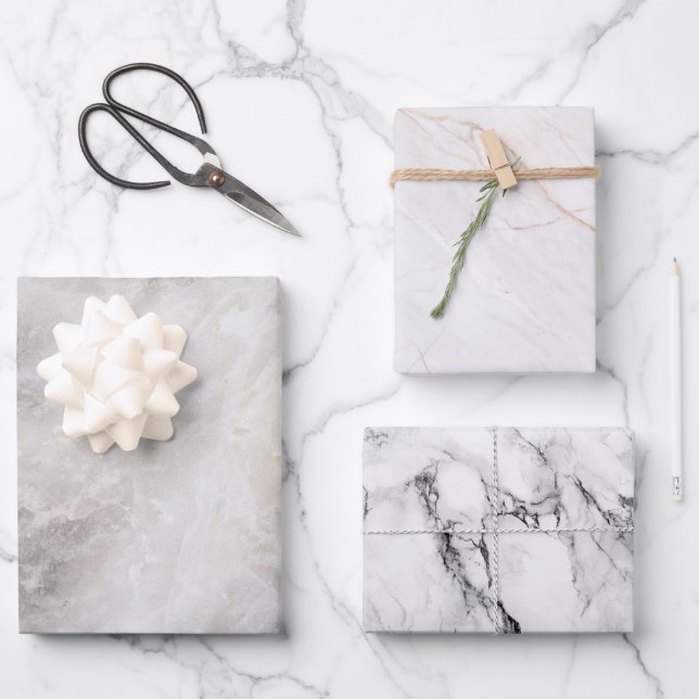 Hoja De Papel De Regalo Patrones modernos de mármol gris (Anverso)