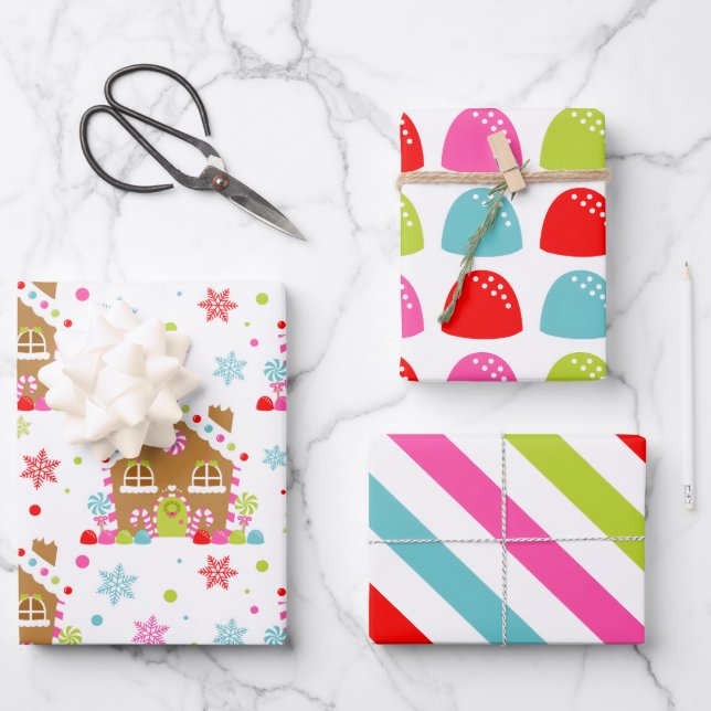 Hoja De Papel De Regalo Patrones Navideños Caprichosos (Anverso)