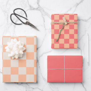 Hoja De Papel De Regalo Patrones Peach Pink Checkpoint