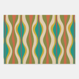 Hoja De Papel De Regalo Patrones retro de ranura de Mod