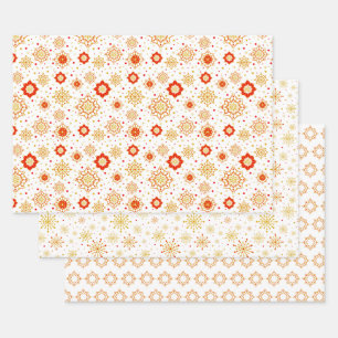 Hoja De Papel De Regalo Patrones Retro Gráficos Starburst Snowflakes
