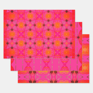 Hoja De Papel De Regalo Patrones rosa y Naranja bonito