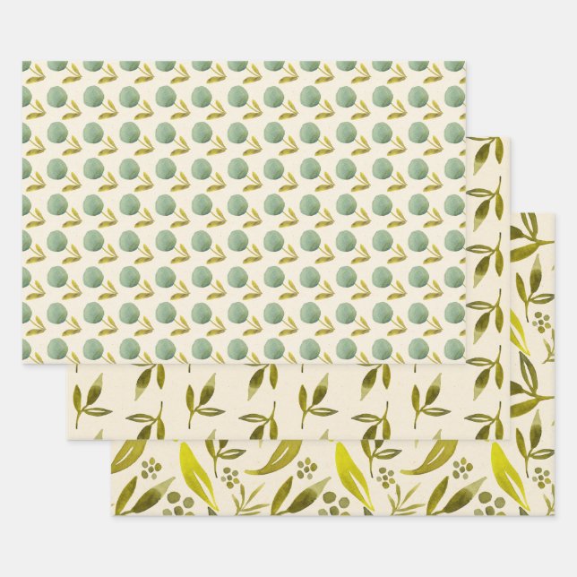 Hoja De Papel De Regalo Patrones verdes de bonito (Set)