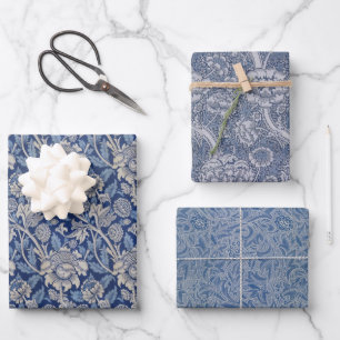 Hoja De Papel De Regalo Patrones William Morris de Blue White Floral Vinta