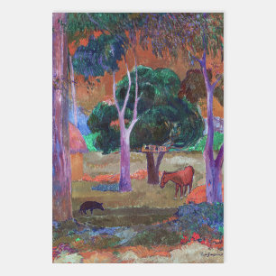 Hoja De Papel De Regalo Paul Gauguin - Paisaje con cerdo y caballo