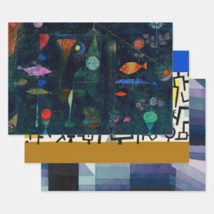 Hoja De Papel De Regalo Paul Klee Fish Magic Resumen Pintura de arte gráfi