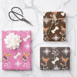 Hoja De Papel De Regalo Pauta de copo de nieve de caramelo para perro de N