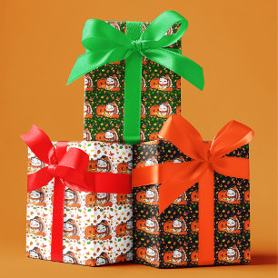Hoja De Papel De Regalo Pavo bebé y calabaza celebrando Acción de Gracias
