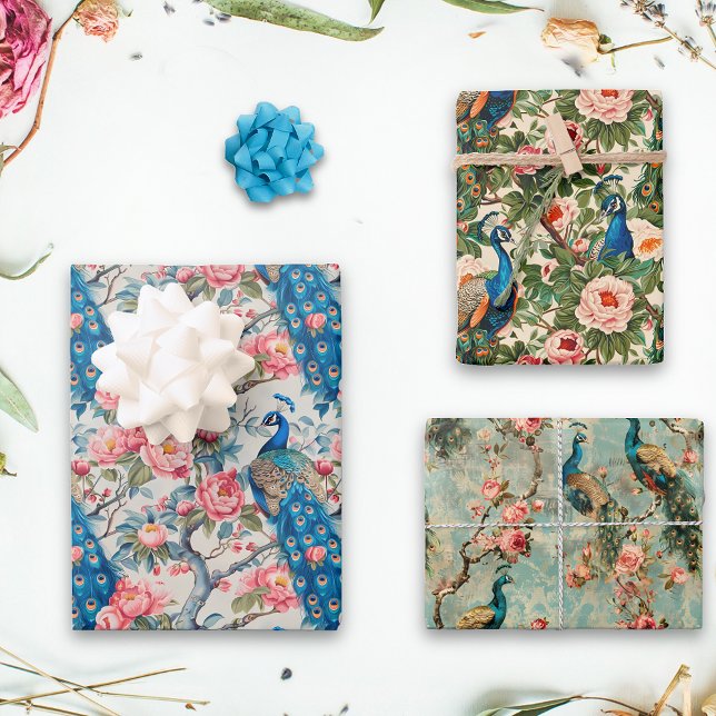 Hoja De Papel De Regalo Pavos reales y flores  (Subido por el creador)