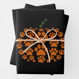 Hoja De Papel De Regalo Paw Pumpkin Paw Imprimir Perro Acción de Gracias