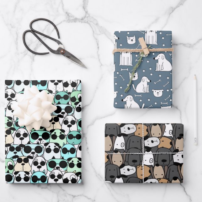 Hoja De Papel De Regalo Pawsome Dogs Parade (Anverso)