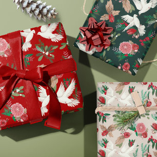 Hoja De Papel De Regalo Paz en la Tierra Doves Patrón floral