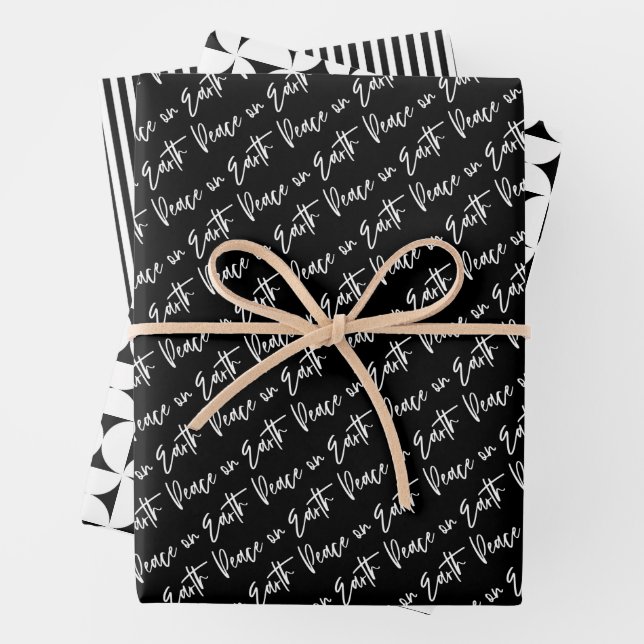Hoja De Papel De Regalo Paz en la Tierra Navidades negros (In situ)