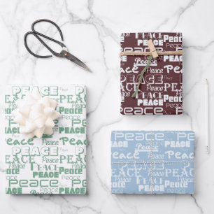 Hoja De Papel De Regalo Paz Inspiradora blanca verde